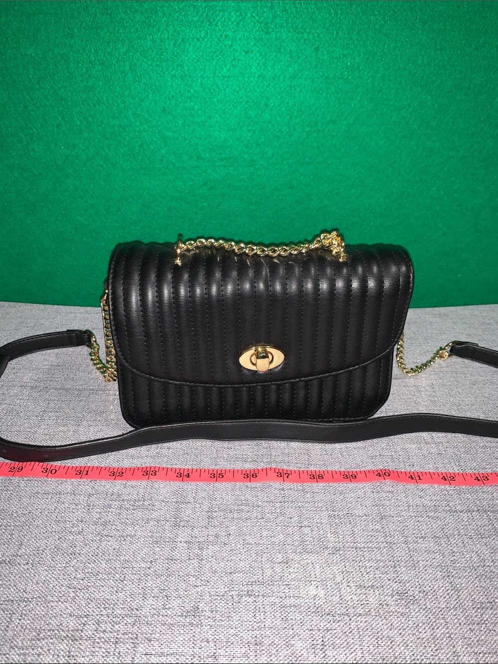 Steve Madden Black Quilted Crossbody with Gold Chain